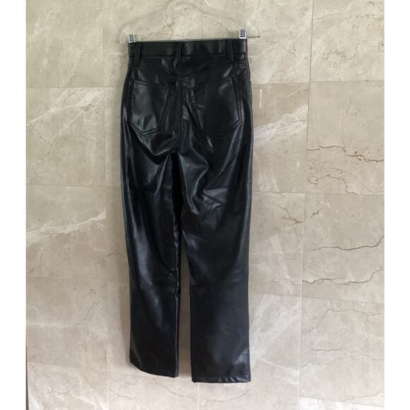 Abercrombie & Fitch Curve Love Vegan Leather 90s Straight Pants Black 27 4S - Picture 10 of 15